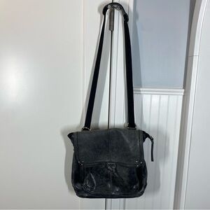 The Sak Ventura Convertible Leather‎ Backpack in distressed gray black
